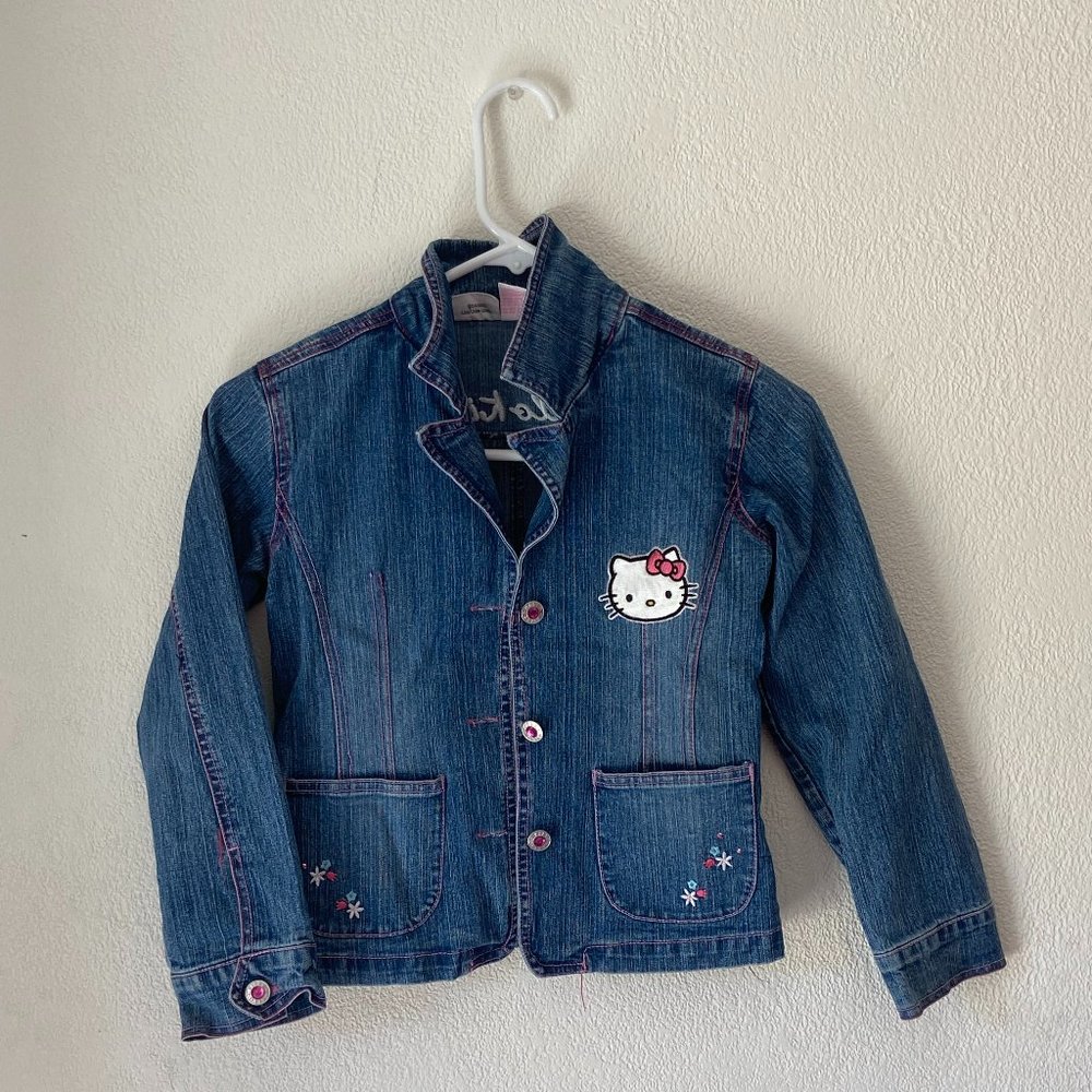 Vintage Girls Sanrio Hello Kitty Denim Jacket Size 7
